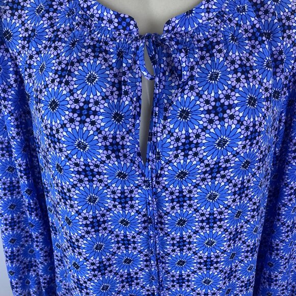 Banana Republic Womens Blue Floral-Print Long-Sleeve Blouse  Size S - Picture 4 of 6
